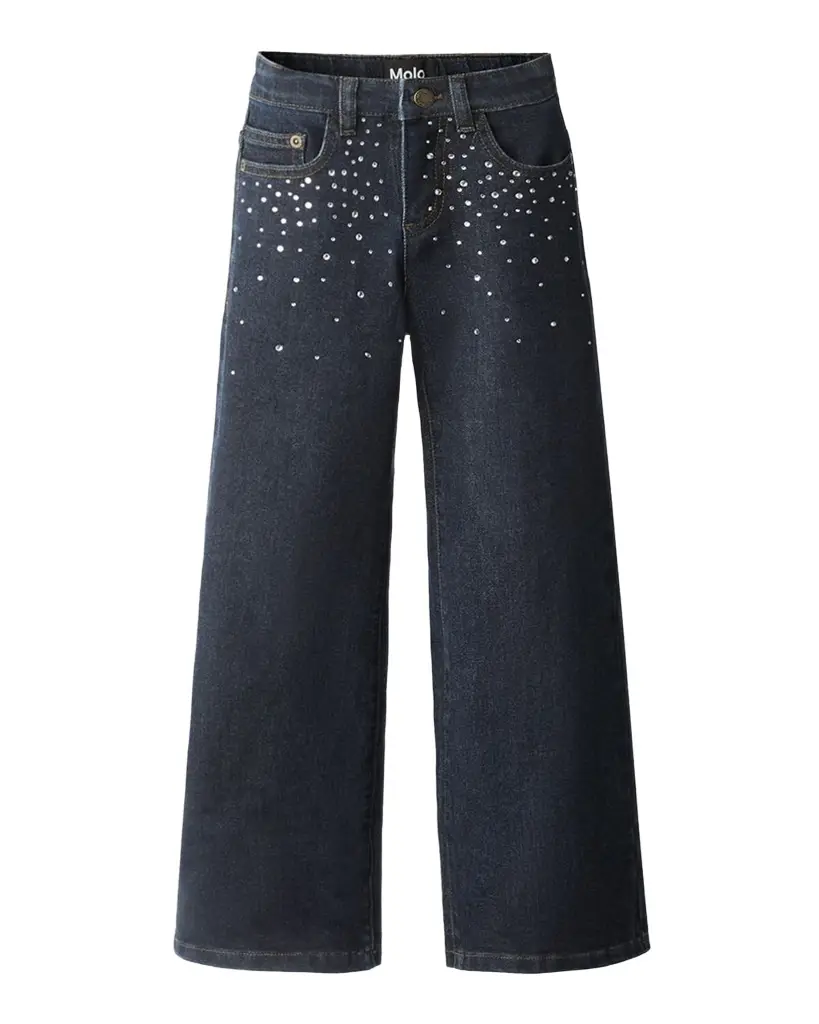 Molo Girl's Asta Rhinestone Wide-Leg Denim Jeans, Size 8-16 | Image 1 Molo Girl's Asta Rhinestone Wide-Leg Denim Jeans, Size 8-16 | Image 1