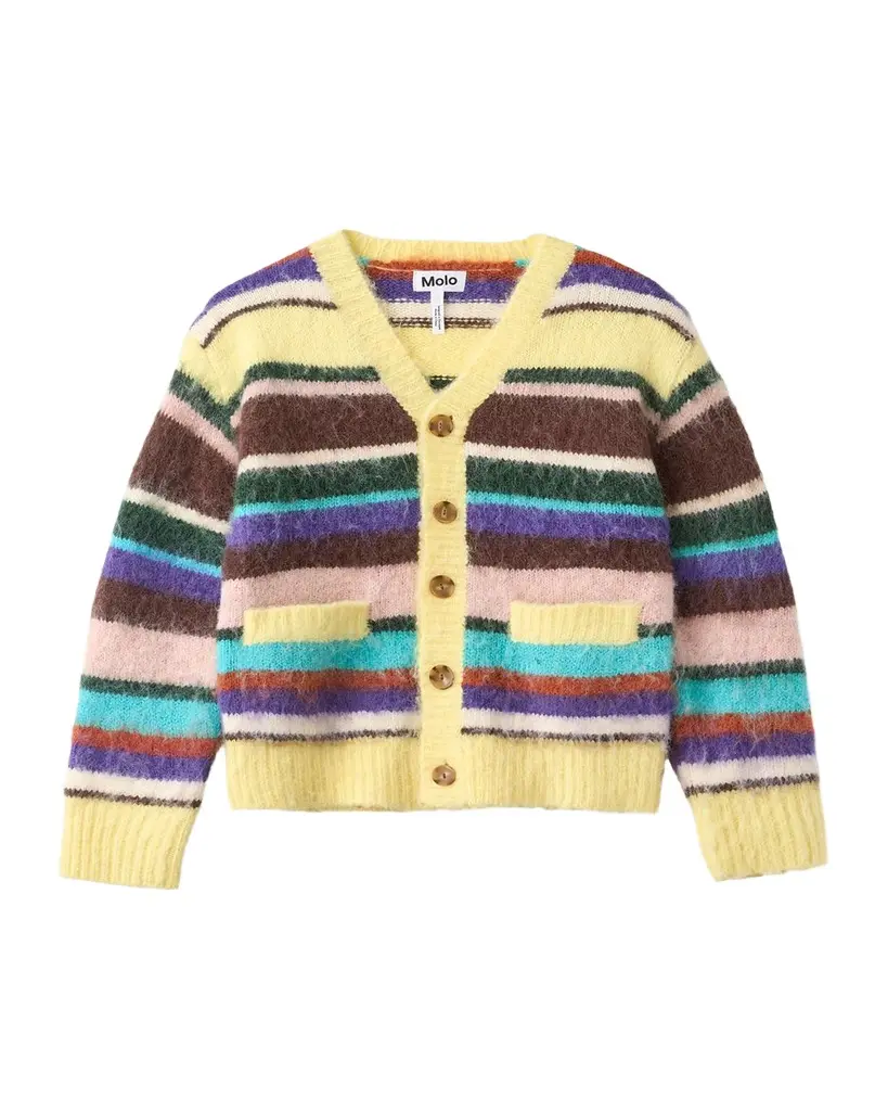 Molo Girl's Brutus Striped Wool-Blend Cardigan, Size 7-14 | Image 1 Molo Girl's Brutus Striped Wool-Blend Cardigan, Size 7-14 | Image 1