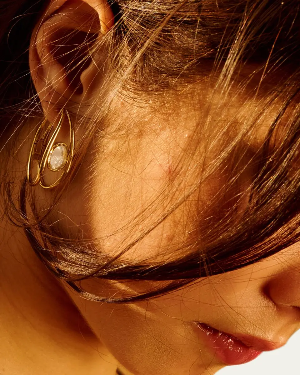 MORITZ GLIK 18K Yellow Gold Cascavel Hoop Earrings with Diamonds and Kaleidoscope Shakers | Thumbnail 2 MORITZ GLIK 18K Yellow Gold Cascavel Hoop Earrings with Diamonds and Kaleidoscope Shakers | Thumbnail 2