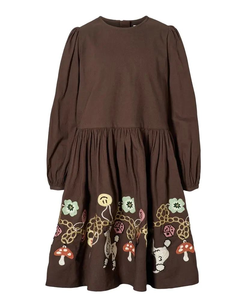 Molo Girl's Camma Embroidered Cotton Long-Sleeve Dress, Size 7-14 | Image 1 Molo Girl's Camma Embroidered Cotton Long-Sleeve Dress, Size 7-14 | Image 1