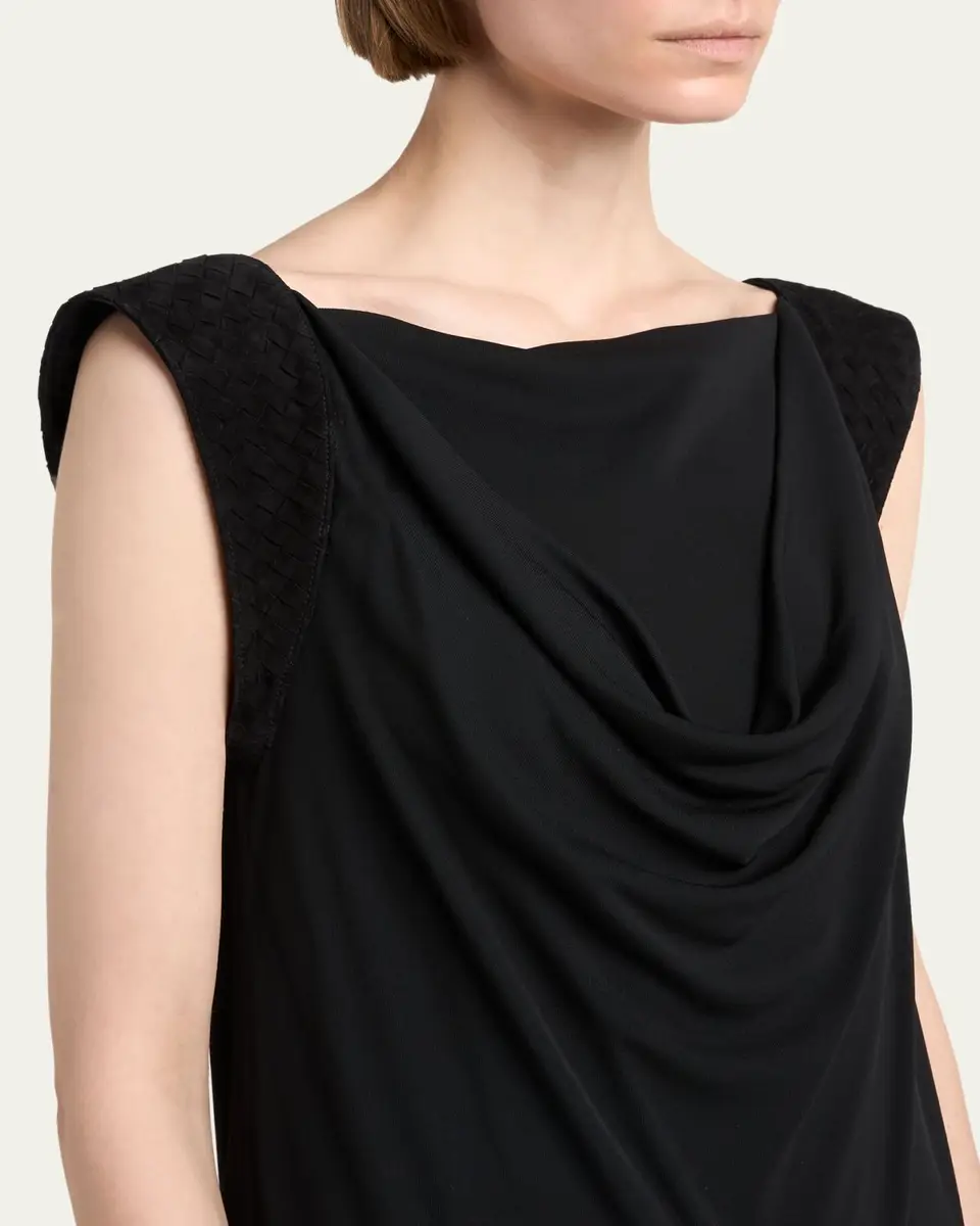 Bottega Veneta Intrecciato-Trim Draped Crepe Jersey Maxi Dress | Thumbnail 5 Bottega Veneta Intrecciato-Trim Draped Crepe Jersey Maxi Dress | Thumbnail 5