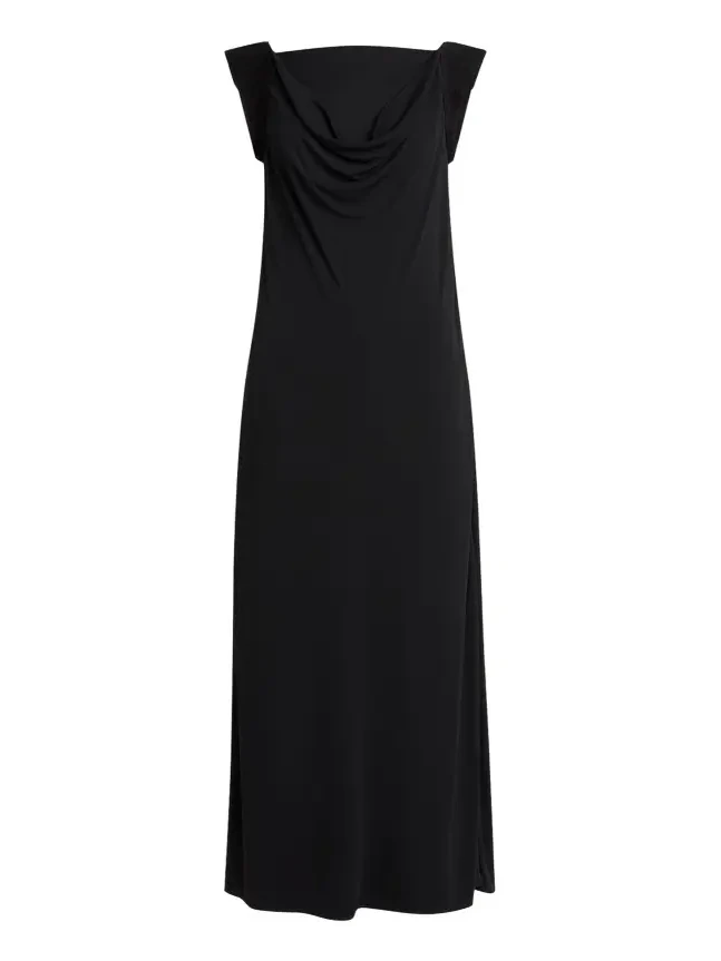 Intrecciato-Trim Draped Crepe Jersey Maxi Dress