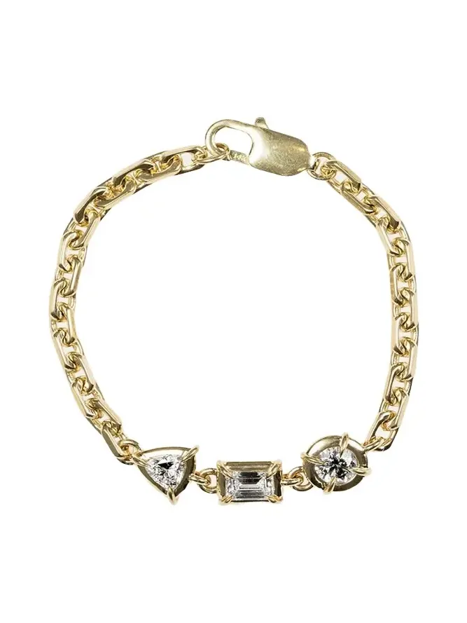 Architectura Triple-Stone Solitaire Chain Bracelet