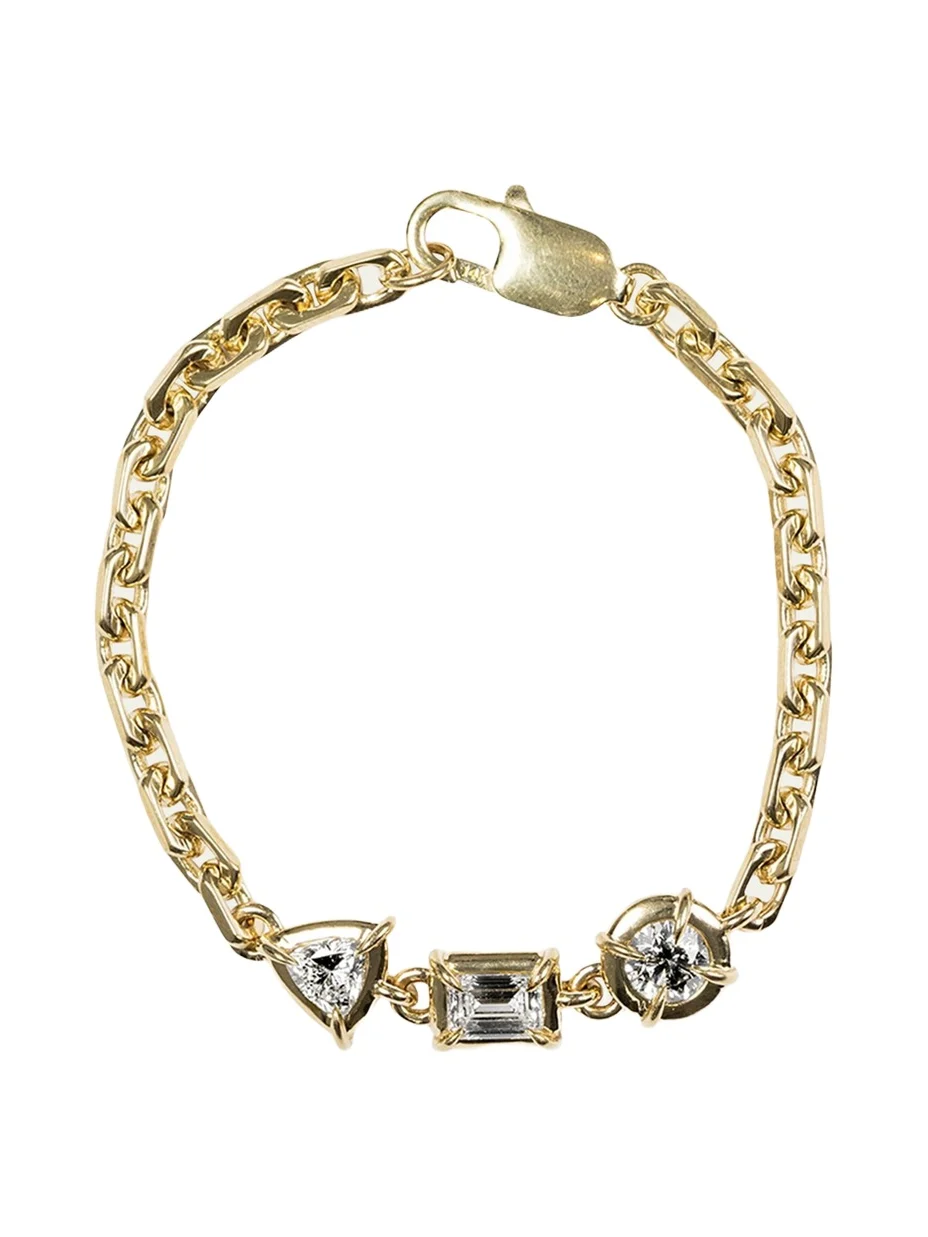 Dara Kaye Architectura Triple-Stone Solitaire Chain Bracelet