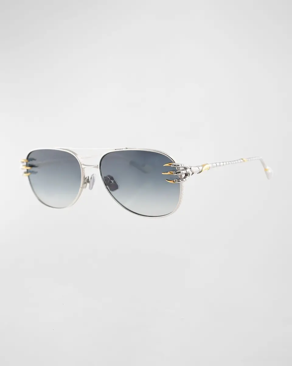 Anna-Karin Karlsson Men's Claw Voyage Double-Bridge Aviator Sunglasses | Thumbnail 4 Anna-Karin Karlsson Men's Claw Voyage Double-Bridge Aviator Sunglasses | Thumbnail 4