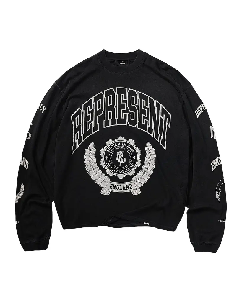Represent Men's Represent Legacy Crest Long-Sleeve T-Shirt | Image 1 Represent Men's Represent Legacy Crest Long-Sleeve T-Shirt | Image 1