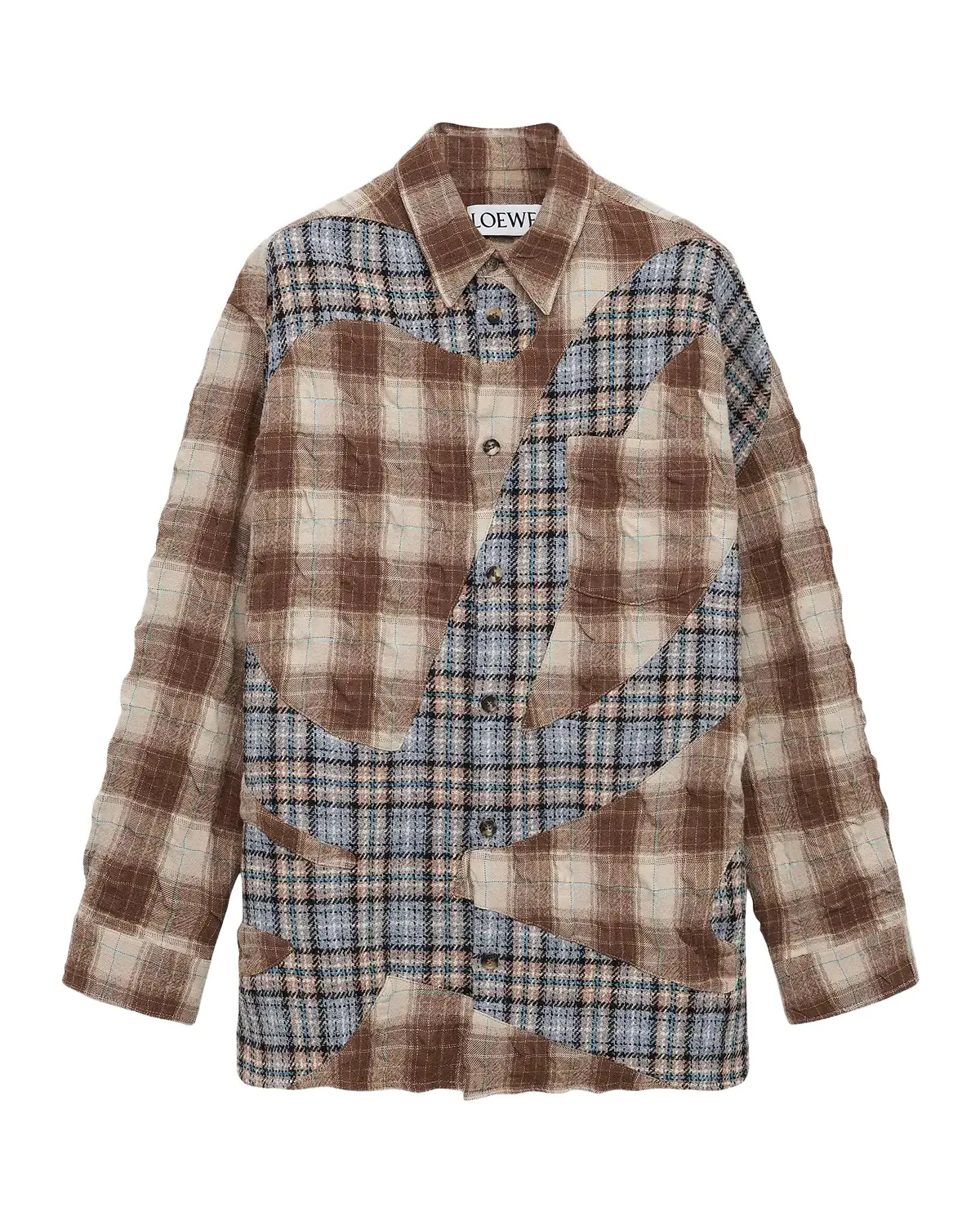 Loewe Men's Patchwork Plaid Button-Down Shirt