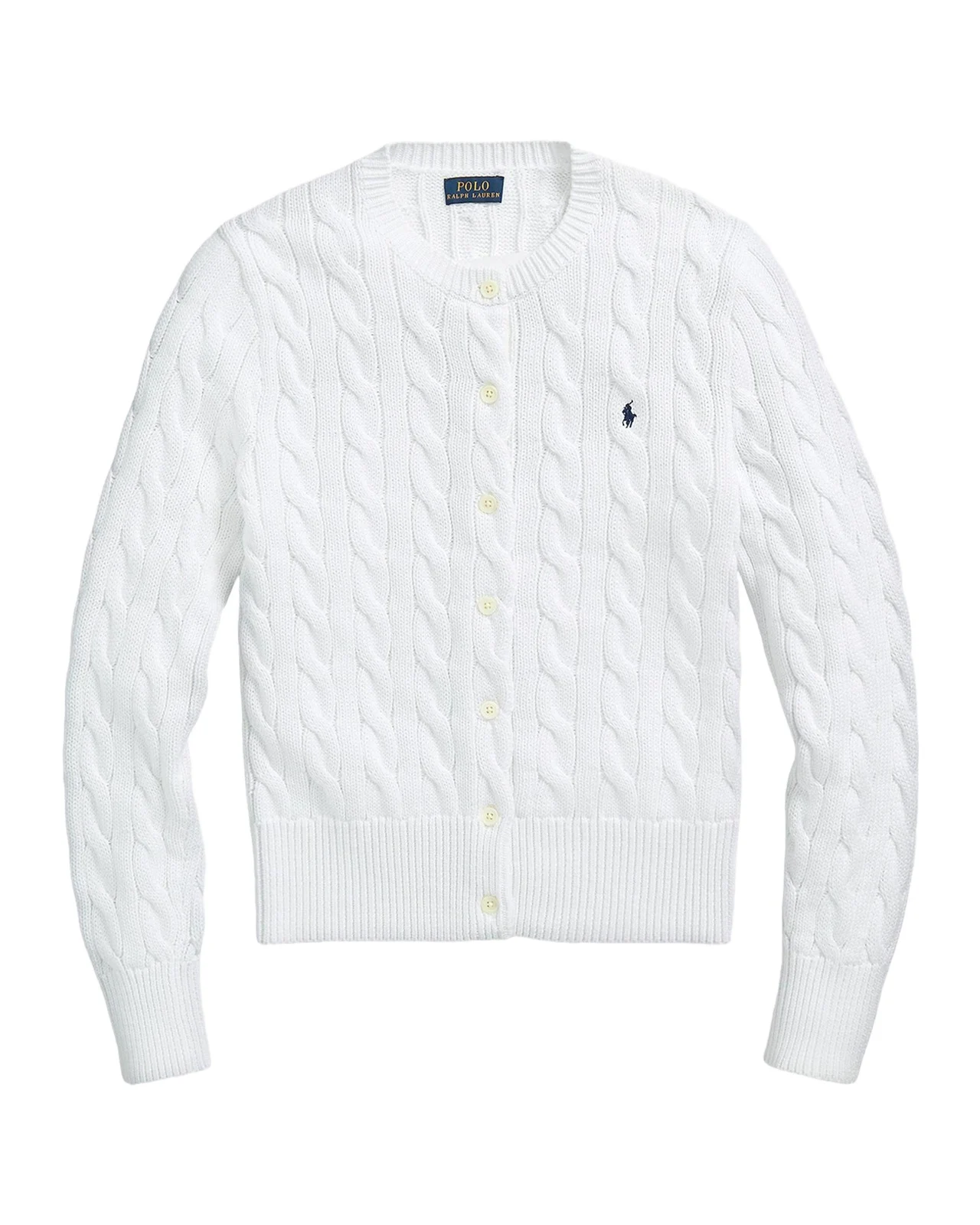 Cable-Knit Cotton Crewneck Cardigan
