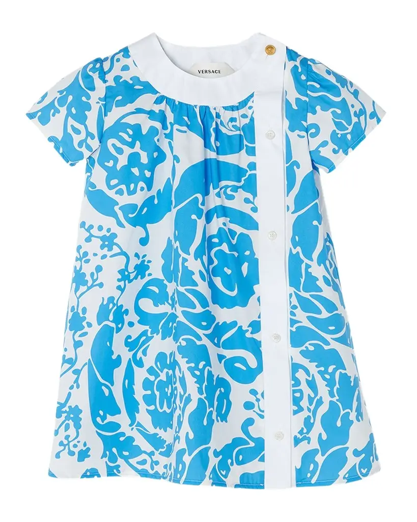 Versace Girl's Barocco Splash Cotton Poplin Dress, Size 12M-3 | Image 1 Versace Girl's Barocco Splash Cotton Poplin Dress, Size 12M-3 | Image 1