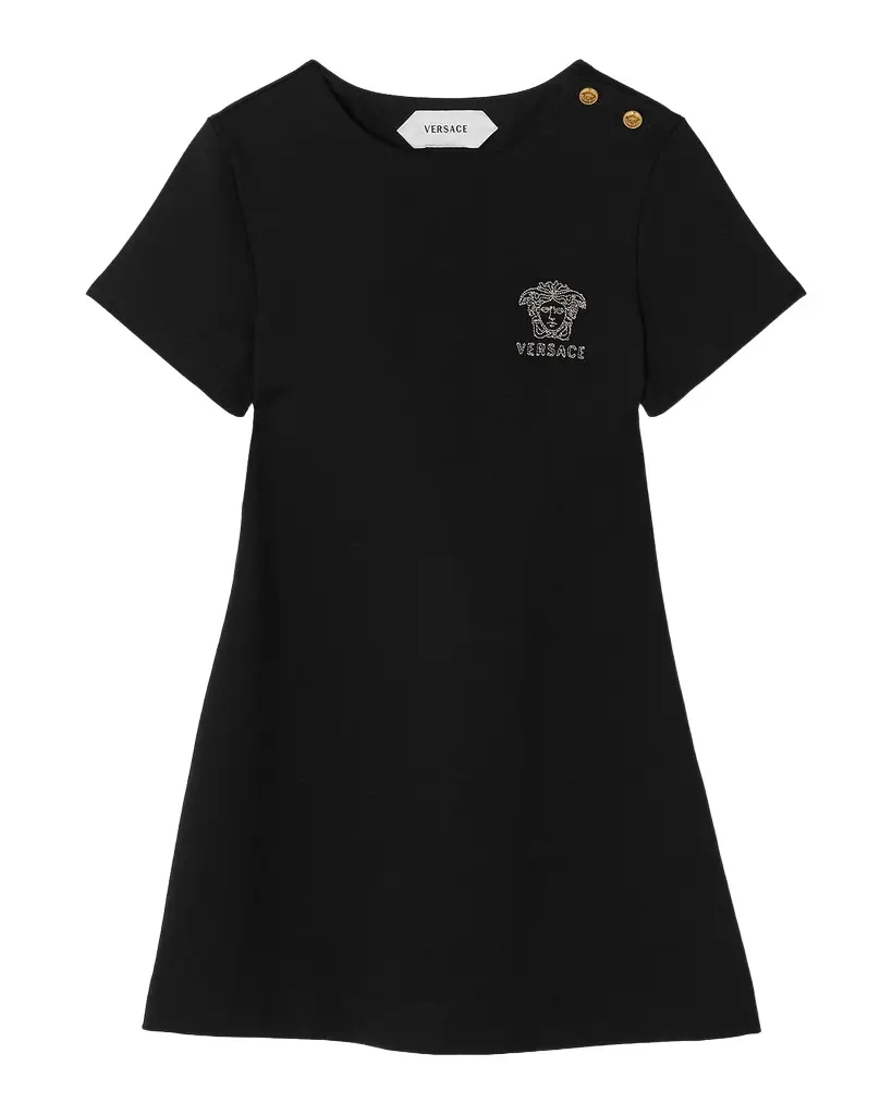 Versace Girl's Embroidered-Logo Milano-Stitch Dress, Size 6-14 | Image 1 Versace Girl's Embroidered-Logo Milano-Stitch Dress, Size 6-14 | Image 1
