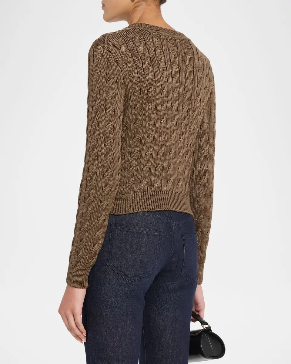 Ralph Lauren Collection Cable-Knit Silk-Blend Cropped Cardigan | Thumbnail 3 Ralph Lauren Collection Cable-Knit Silk-Blend Cropped Cardigan | Thumbnail 3