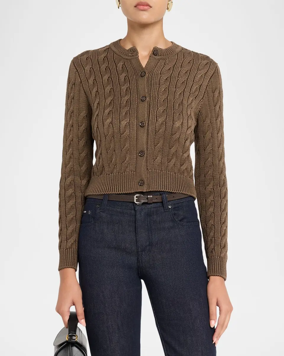 Ralph Lauren Collection Cable-Knit Silk-Blend Cropped Cardigan | Thumbnail 4 Ralph Lauren Collection Cable-Knit Silk-Blend Cropped Cardigan | Thumbnail 4