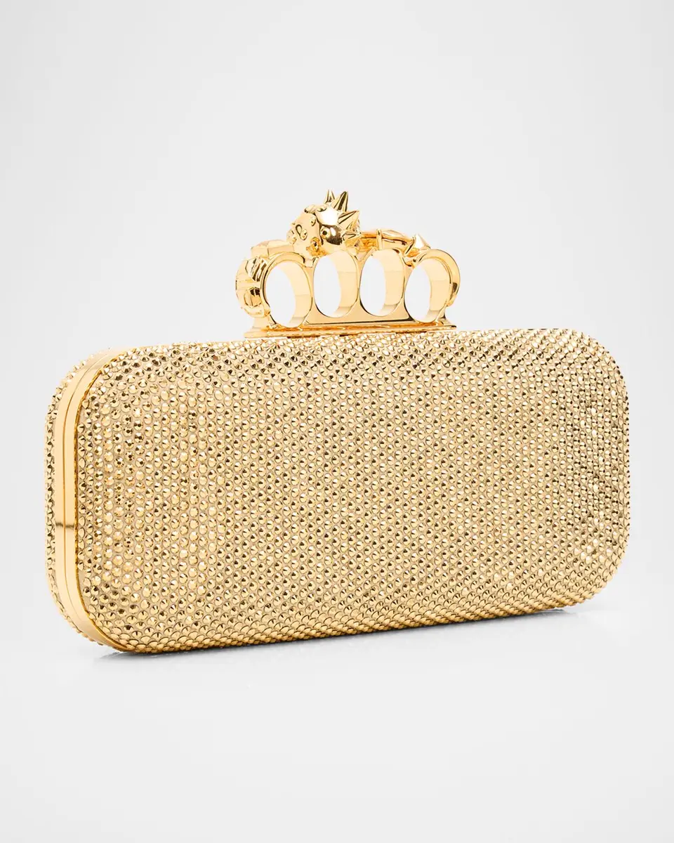Alexander McQueen Crystal Leather Long Knuckle Clutch Bag | Thumbnail 2 Alexander McQueen Crystal Leather Long Knuckle Clutch Bag | Thumbnail 2