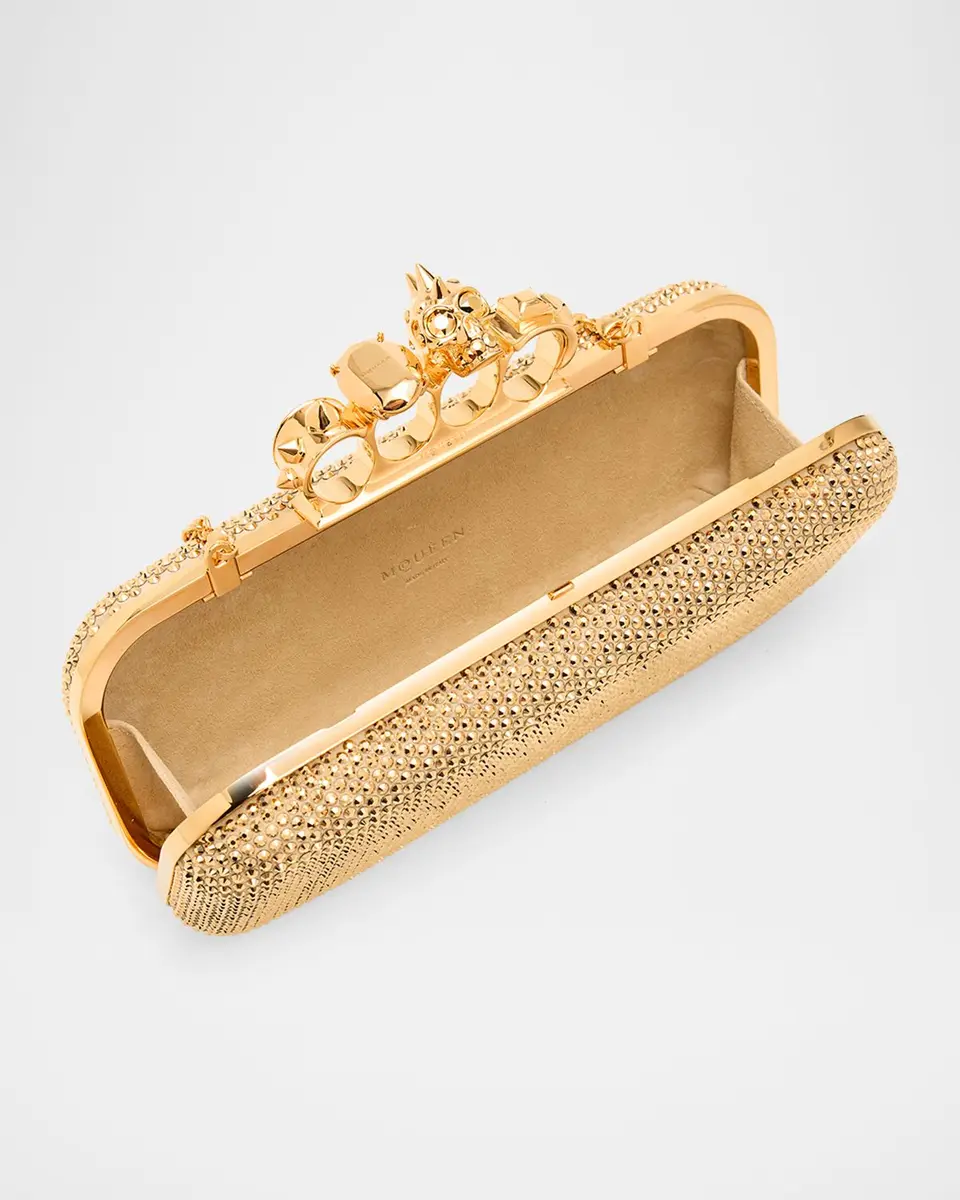 Alexander McQueen Crystal Leather Long Knuckle Clutch Bag | Thumbnail 3 Alexander McQueen Crystal Leather Long Knuckle Clutch Bag | Thumbnail 3