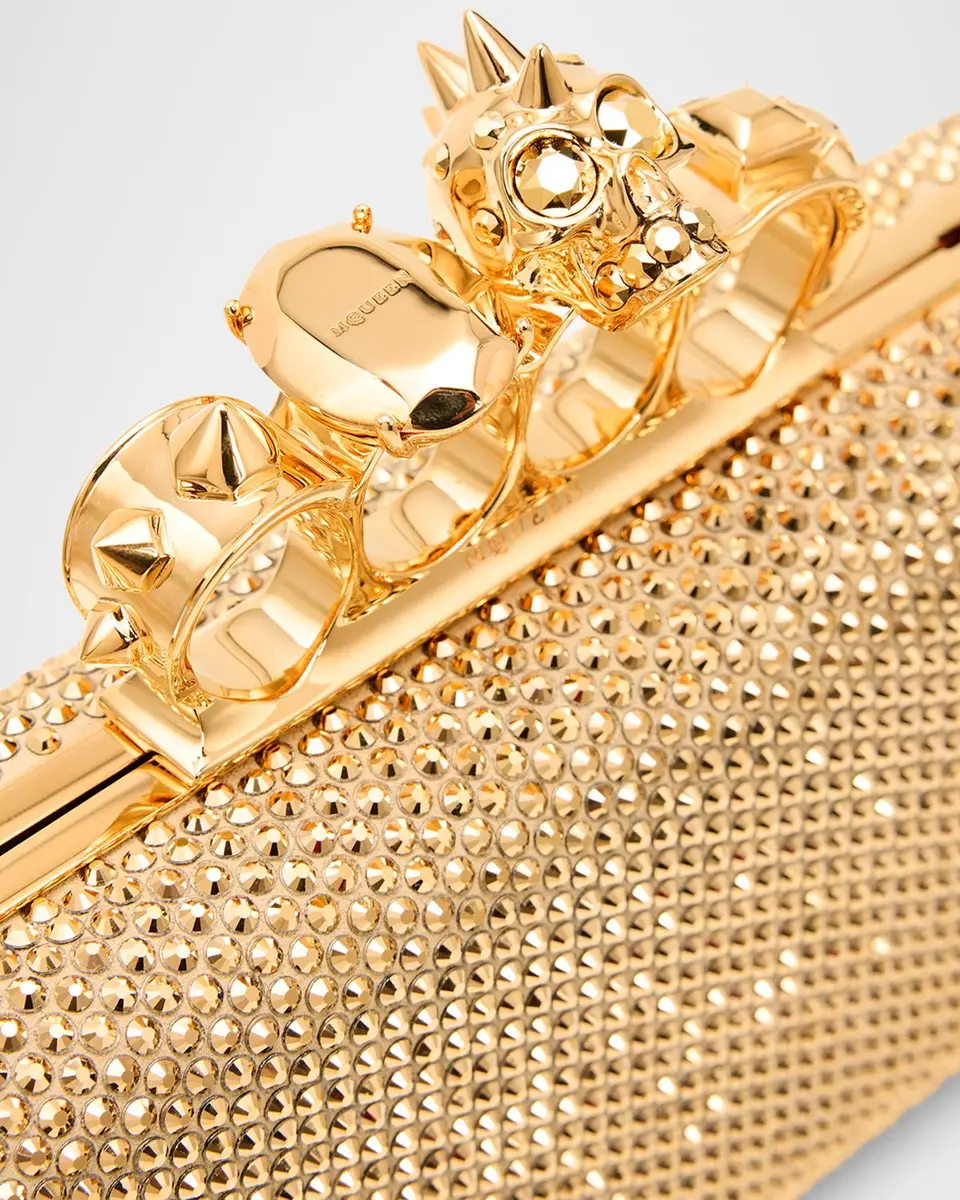 Alexander McQueen Crystal Leather Long Knuckle Clutch Bag | Thumbnail 4 Alexander McQueen Crystal Leather Long Knuckle Clutch Bag | Thumbnail 4