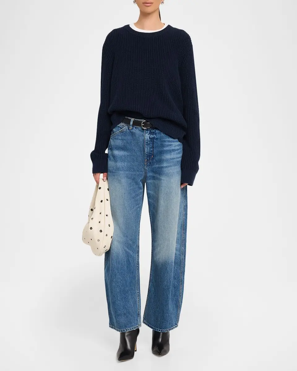 Nili Lotan Tarik Cotton-Silk English Rib Crewneck Sweater | Thumbnail 2 Nili Lotan Tarik Cotton-Silk English Rib Crewneck Sweater | Thumbnail 2