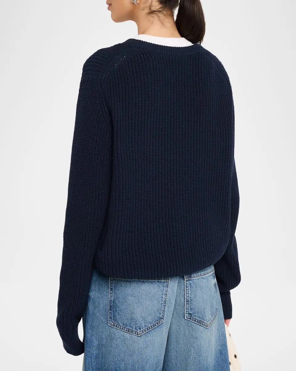 Nili Lotan Tarik Cotton-Silk English Rib Crewneck Sweater | Thumbnail 3 Nili Lotan Tarik Cotton-Silk English Rib Crewneck Sweater | Thumbnail 3