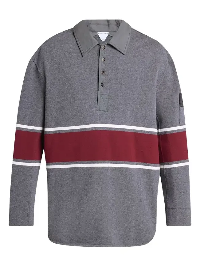 Men's Striped Cotton Fleece Polo Shirt Men's Striped Cotton Fleece Polo Shirt