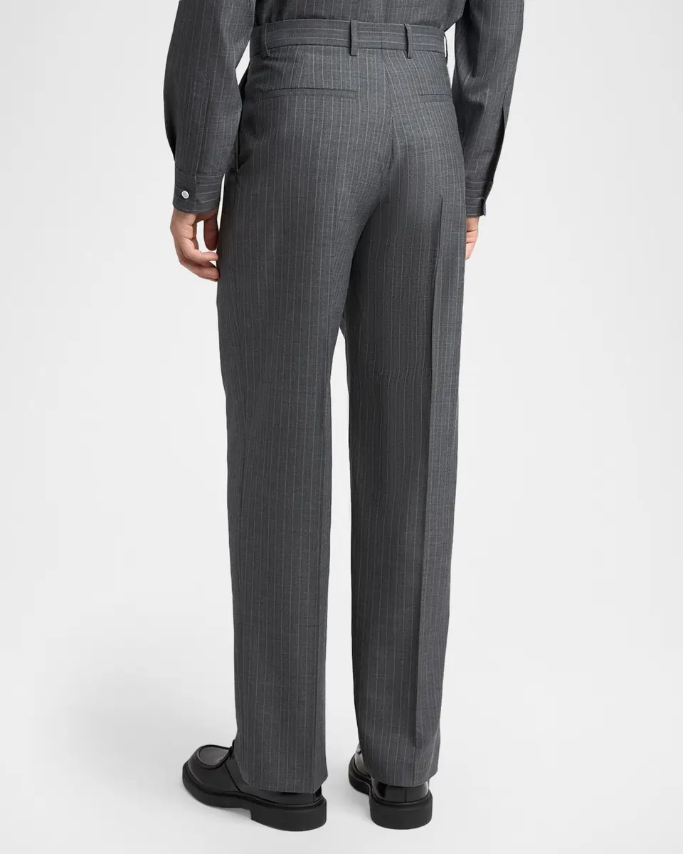 Jil Sander Men's Pinstripe Wool Straight-Leg Trousers | Thumbnail 3 Jil Sander Men's Pinstripe Wool Straight-Leg Trousers | Thumbnail 3