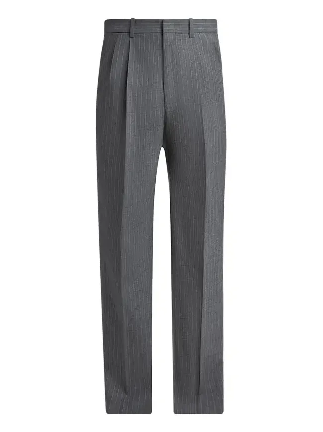 Men's Pinstripe Wool Straight-Leg Trousers Men's Pinstripe Wool Straight-Leg Trousers