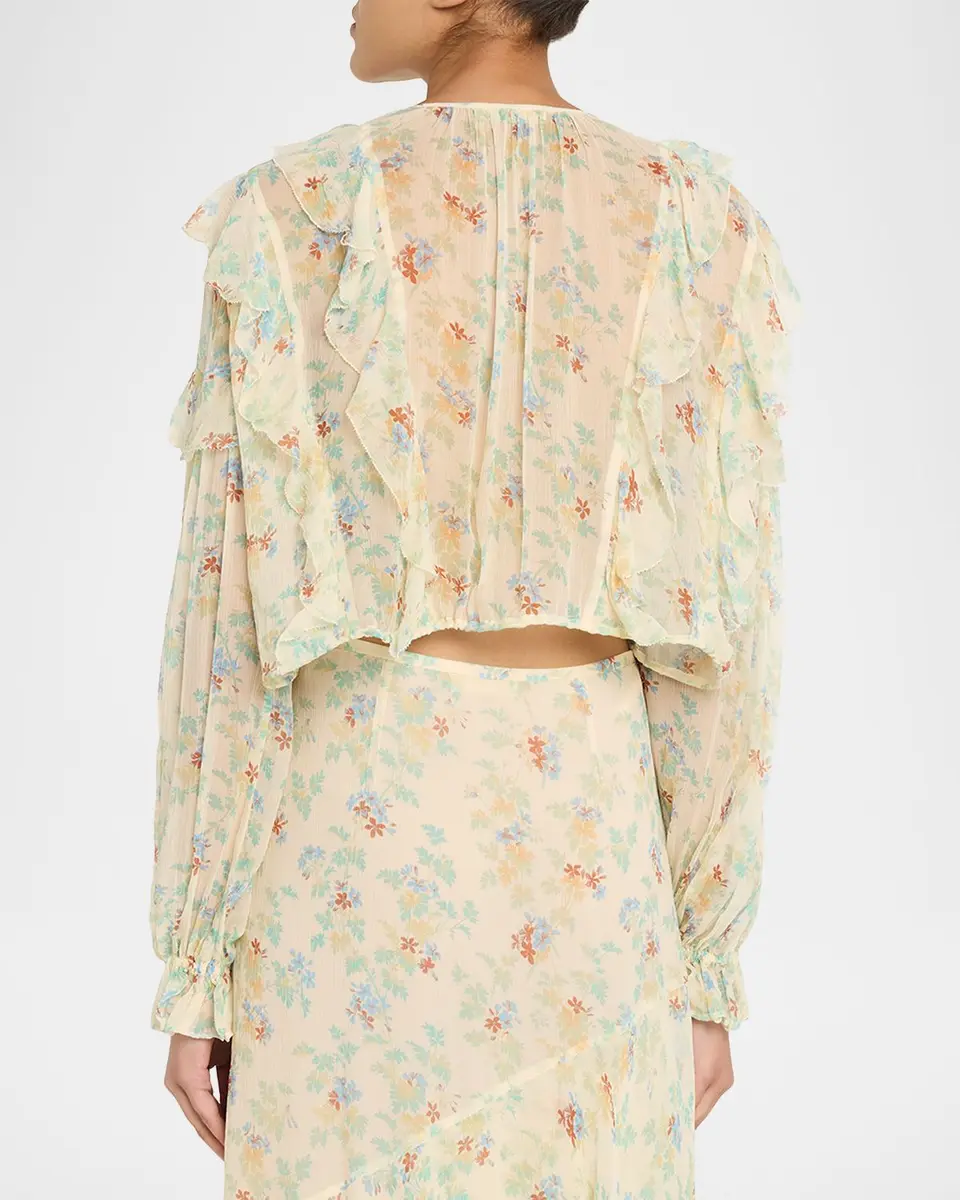 Ulla Johnson Delfina Long-Sleeve Silk Chiffon Blouse | Thumbnail 3