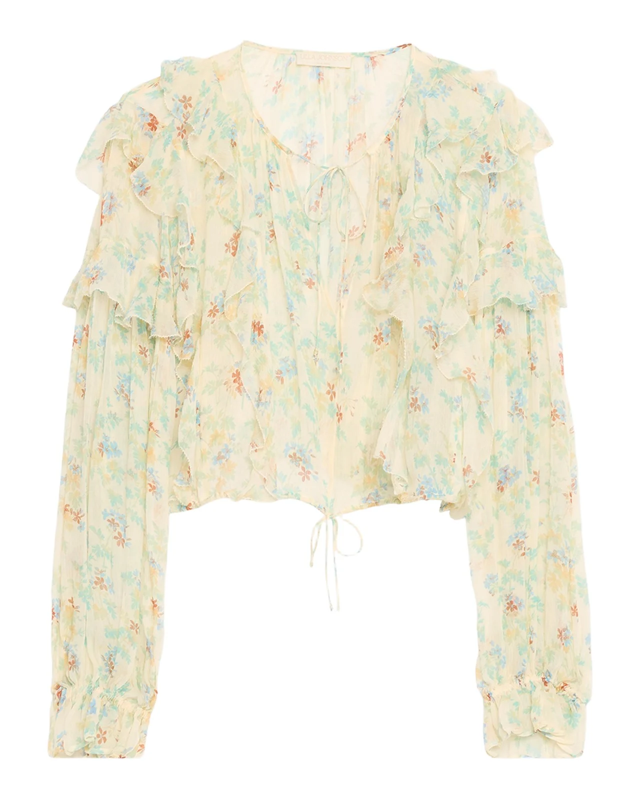 Delfina Long-Sleeve Silk Chiffon Blouse Delfina Long-Sleeve Silk Chiffon Blouse