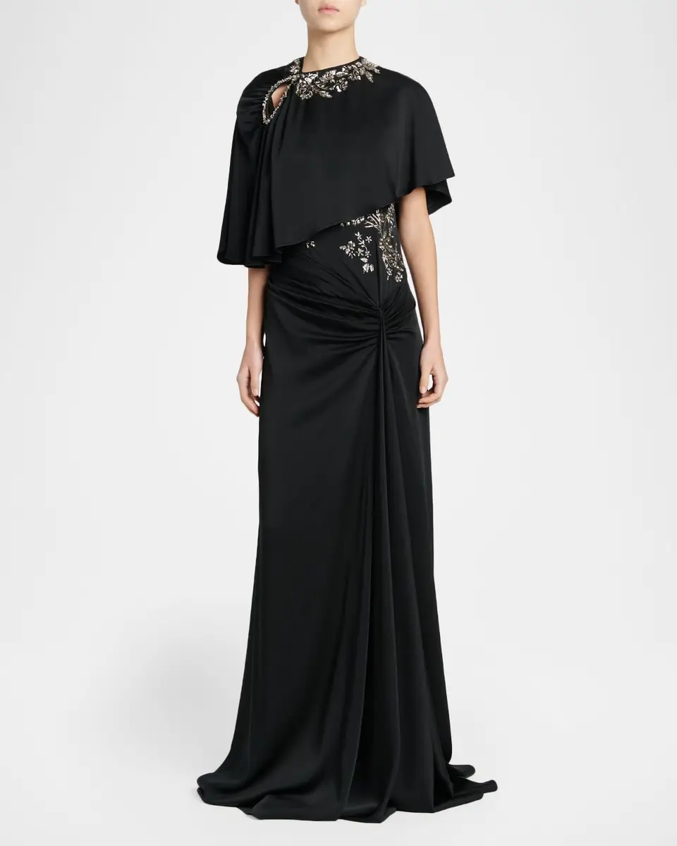 Alexander McQueen Floral Embroidered Asymmetric Cape | Thumbnail 2