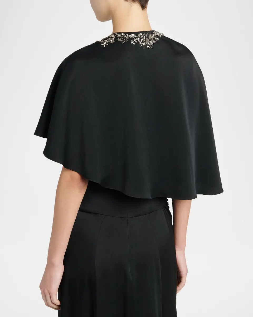 Alexander McQueen Floral Embroidered Asymmetric Cape | Thumbnail 3
