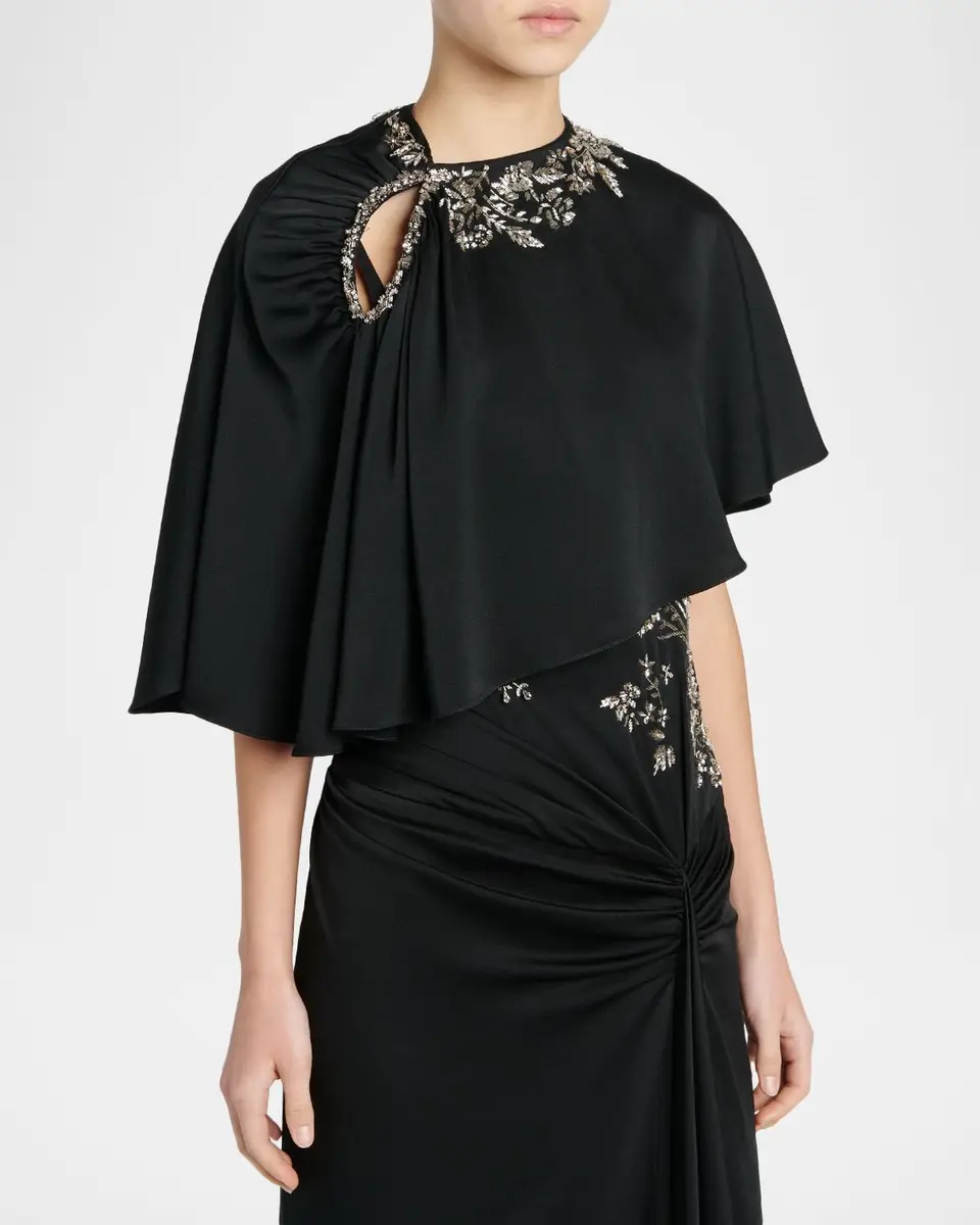 Alexander McQueen Floral Embroidered Asymmetric Cape | Thumbnail 4