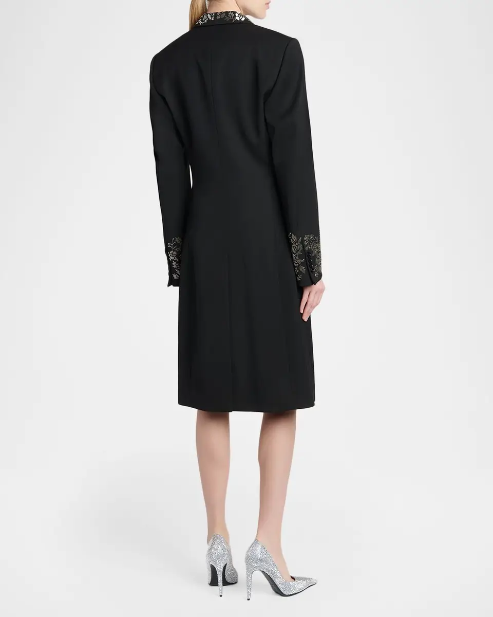 Alexander McQueen Floral Embroidered Grain De Poudre Wool Coat | Thumbnail 3 Alexander McQueen Floral Embroidered Grain De Poudre Wool Coat | Thumbnail 3