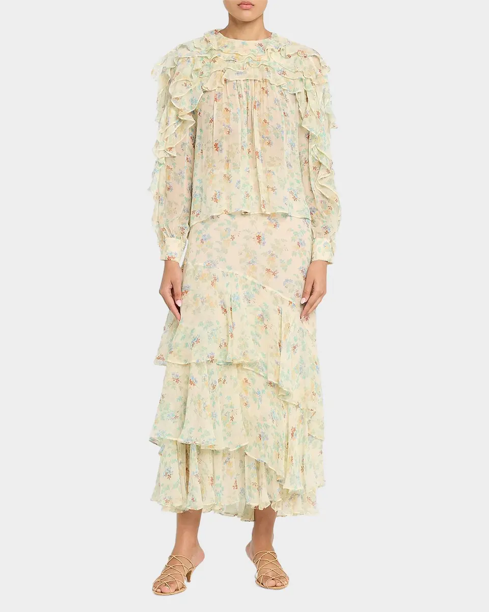 Ulla Johnson Meadow Silk Midi Skirt | Thumbnail 2 Ulla Johnson Meadow Silk Midi Skirt | Thumbnail 2