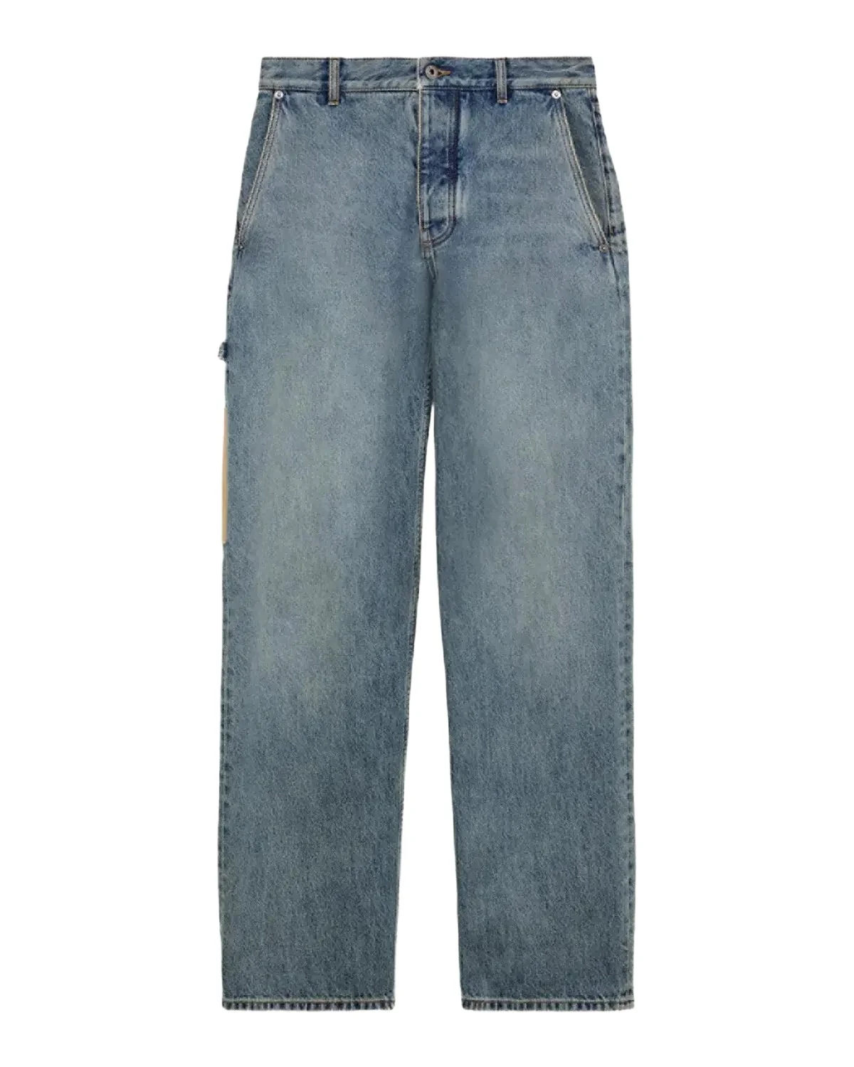 Loewe Men's Leather-Patch Straight-Leg Jeans