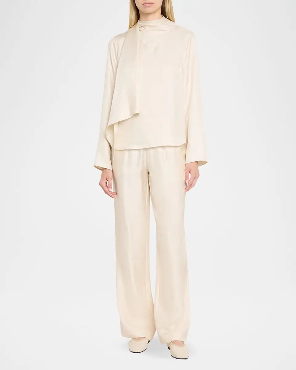 Loulou de Saison Gala Silk Scarf-Neck Blouse | Thumbnail 2 Loulou de Saison Gala Silk Scarf-Neck Blouse | Thumbnail 2