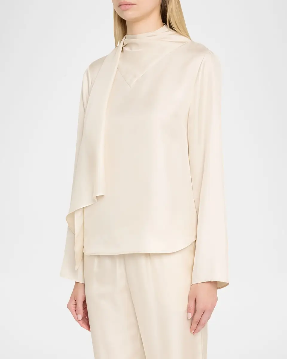 Loulou de Saison Gala Silk Scarf-Neck Blouse | Thumbnail 4 Loulou de Saison Gala Silk Scarf-Neck Blouse | Thumbnail 4