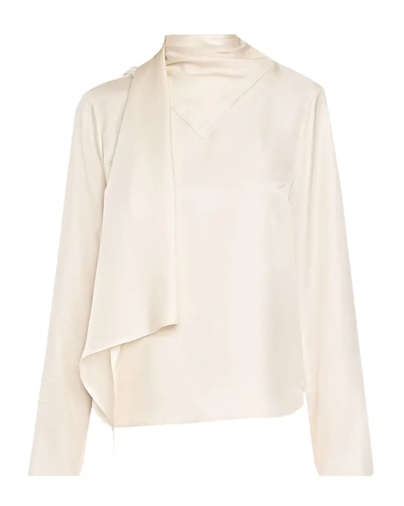 Loulou de Saison Gala Silk Scarf-Neck Blouse | Image 1 Loulou de Saison Gala Silk Scarf-Neck Blouse | Image 1