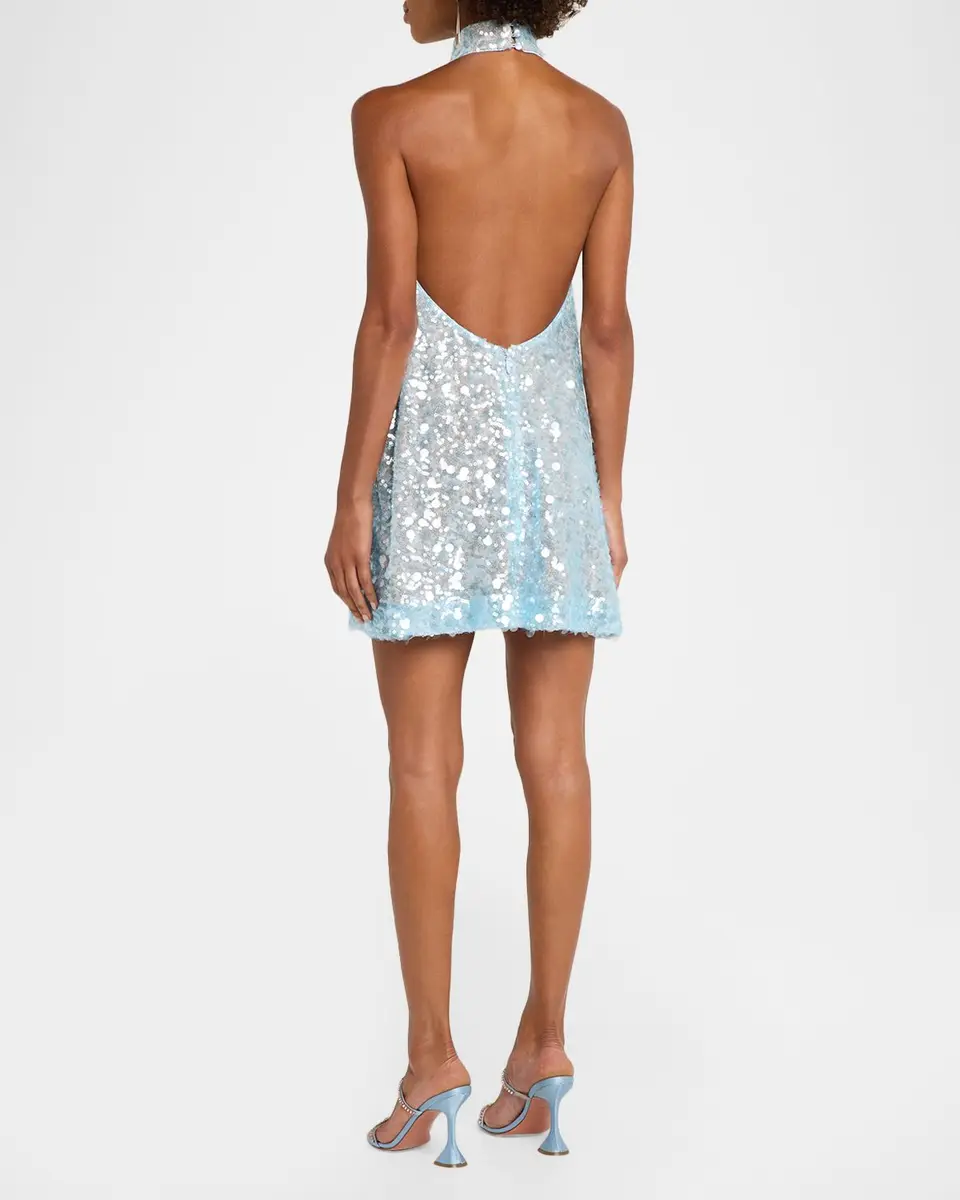 HELSI Megan Backless Sequin Halter Mini Dress | Thumbnail 3