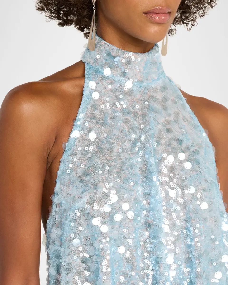HELSI Megan Backless Sequin Halter Mini Dress | Thumbnail 5