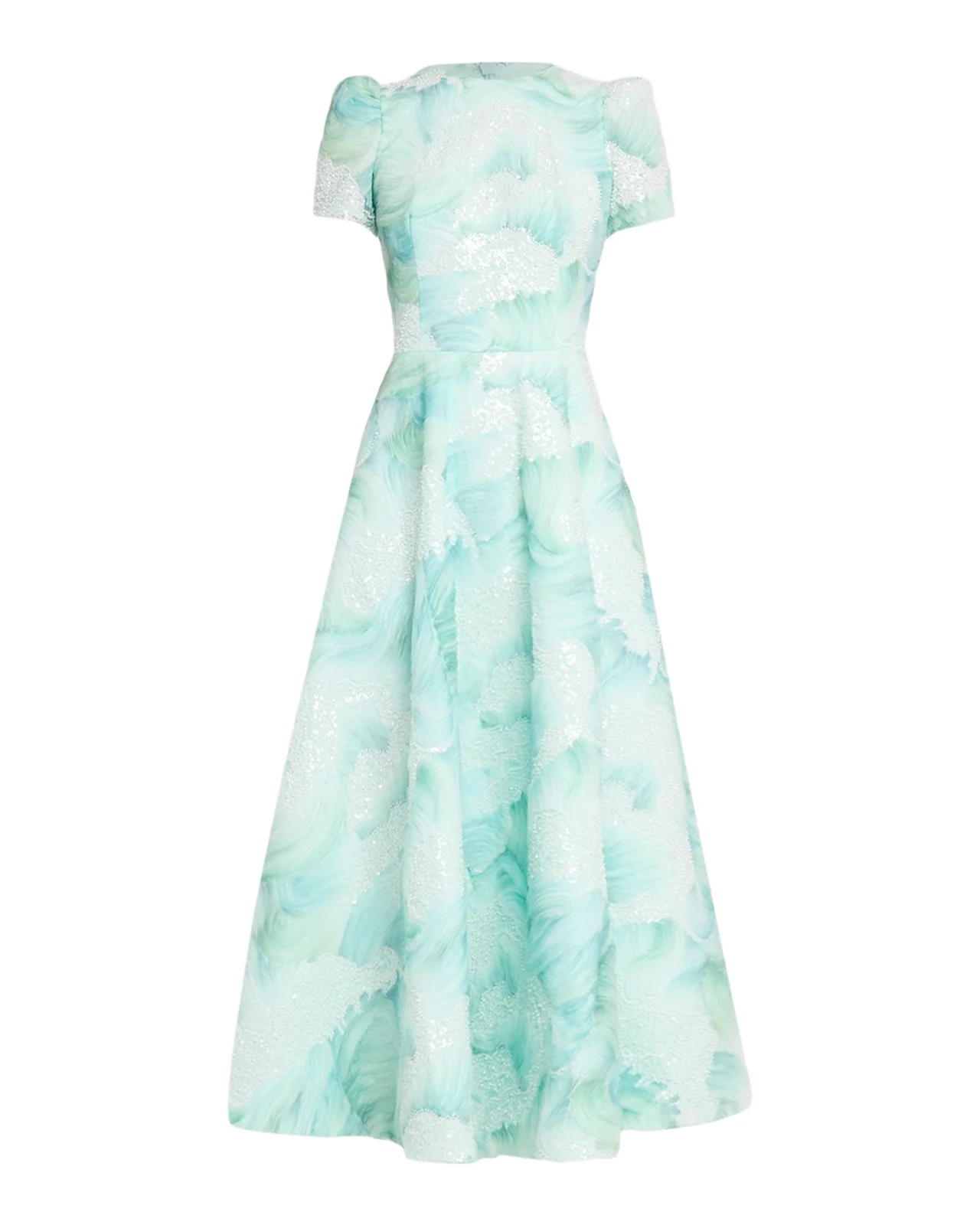 Eleanor Puff-Sleeve Fit & Flare Floral Gown Eleanor Puff-Sleeve Fit & Flare Floral Gown