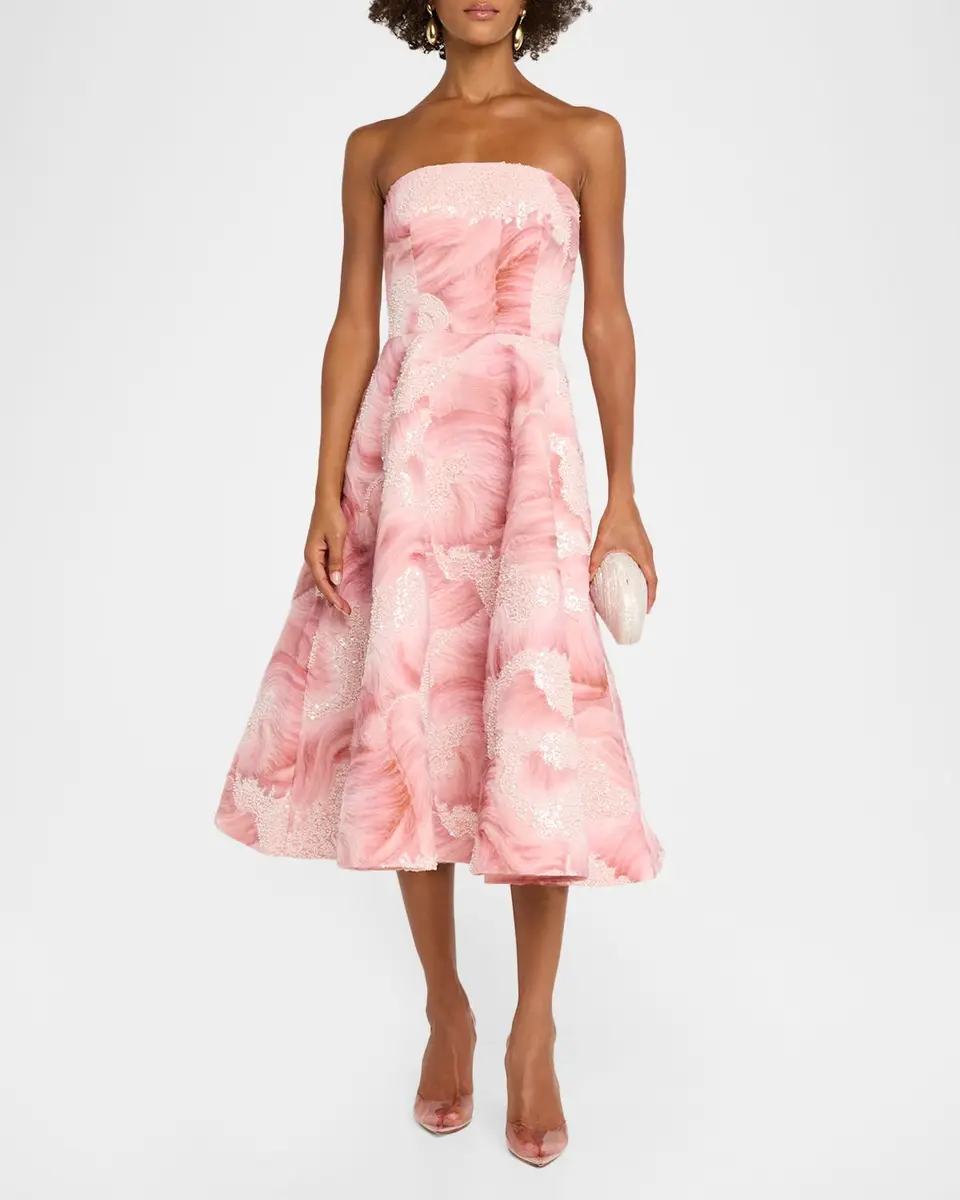 HELSI Vivi Strapless Floral Sequin Beaded Midi Dress | Thumbnail 2 HELSI Vivi Strapless Floral Sequin Beaded Midi Dress | Thumbnail 2