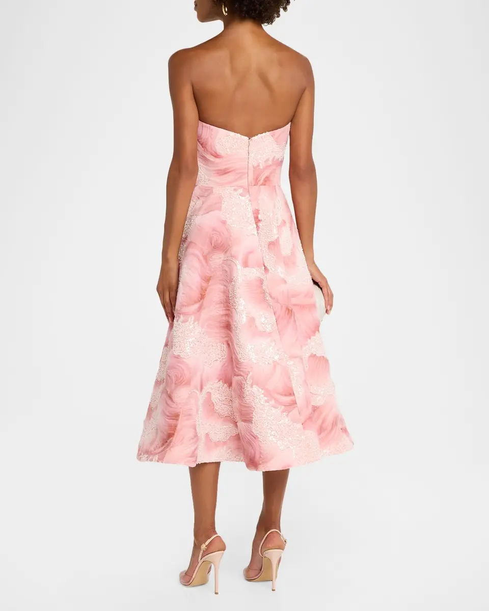 HELSI Vivi Strapless Floral Sequin Beaded Midi Dress | Thumbnail 3 HELSI Vivi Strapless Floral Sequin Beaded Midi Dress | Thumbnail 3