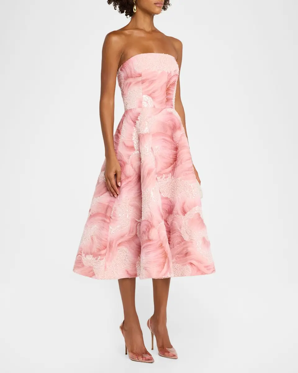 HELSI Vivi Strapless Floral Sequin Beaded Midi Dress | Thumbnail 4 HELSI Vivi Strapless Floral Sequin Beaded Midi Dress | Thumbnail 4