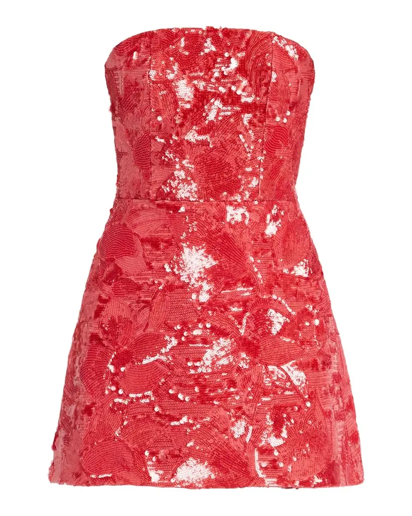 HELSI Linda Strapless Floral Sequin A-Line Mini Dress | Image 1 HELSI Linda Strapless Floral Sequin A-Line Mini Dress | Image 1