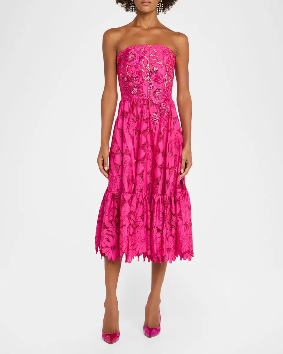 HELSI Candace Strapless Floral Lace Bustier Dress | Thumbnail 2 HELSI Candace Strapless Floral Lace Bustier Dress | Thumbnail 2