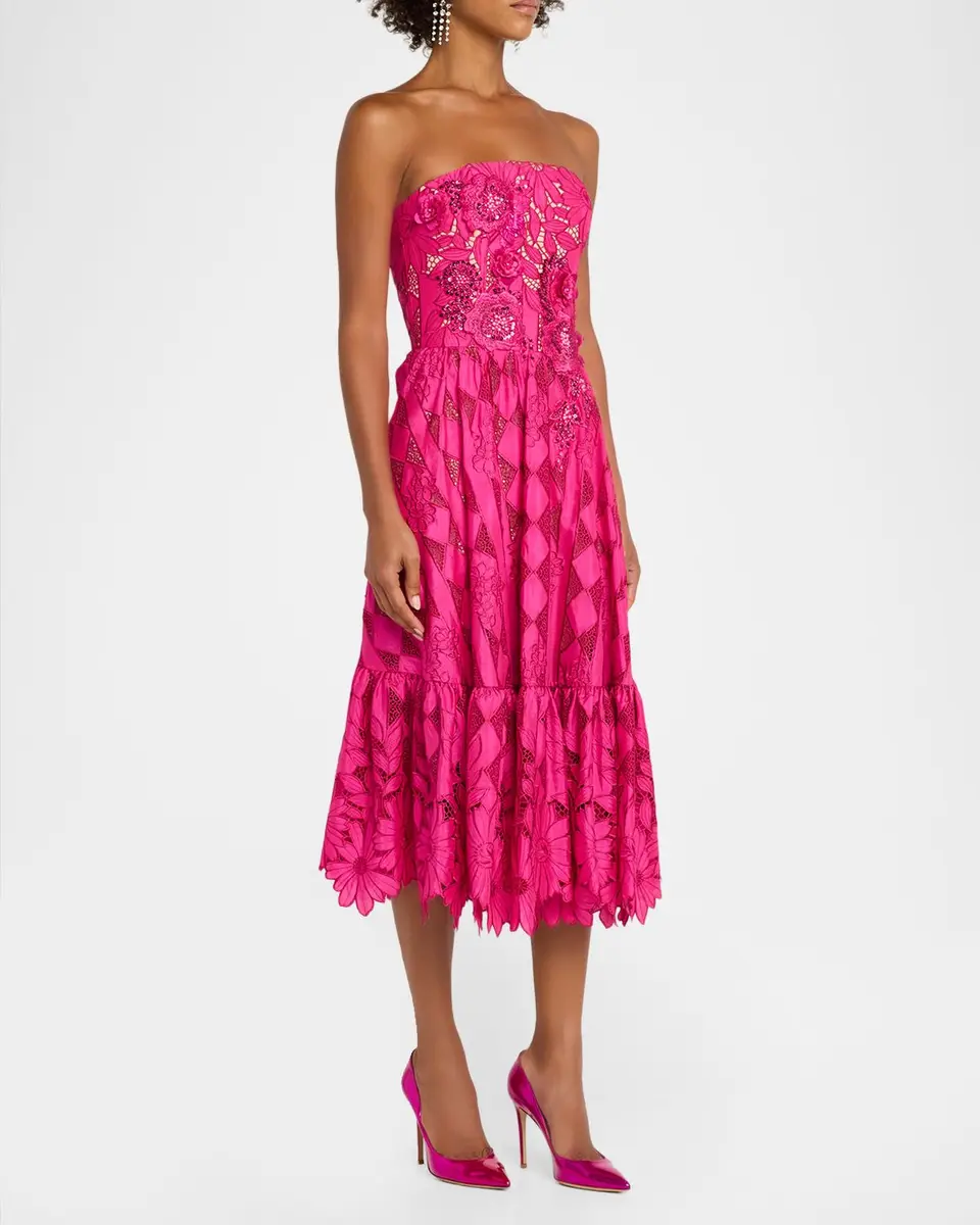 HELSI Candace Strapless Floral Lace Bustier Dress | Thumbnail 4 HELSI Candace Strapless Floral Lace Bustier Dress | Thumbnail 4