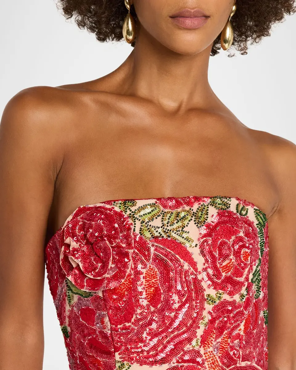 HELSI Caprice Strapless 3D Floral A-lIne Mini Dress | Thumbnail 5