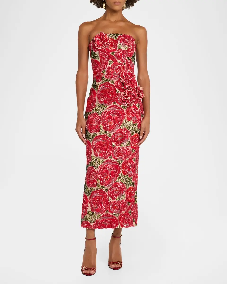 HELSI Victoria 3D Strapless Floral Sequin Gown | Thumbnail 2 HELSI Victoria 3D Strapless Floral Sequin Gown | Thumbnail 2