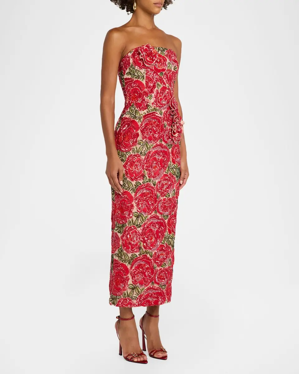 HELSI Victoria 3D Strapless Floral Sequin Gown | Thumbnail 4 HELSI Victoria 3D Strapless Floral Sequin Gown | Thumbnail 4