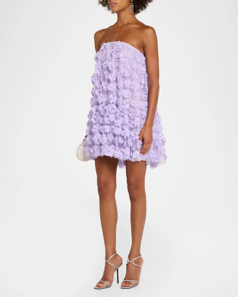 HELSI Bianca Embroidered Strapless 3D Floral Mini Dress | Thumbnail 4 HELSI Bianca Embroidered Strapless 3D Floral Mini Dress | Thumbnail 4