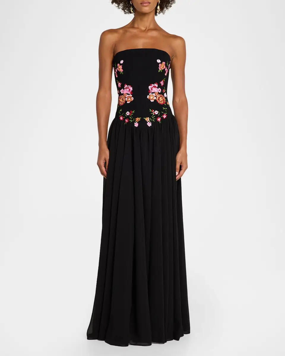 HELSI Caroline Floral Appliqué Strapless Corset Gown | Thumbnail 2 HELSI Caroline Floral Appliqué Strapless Corset Gown | Thumbnail 2