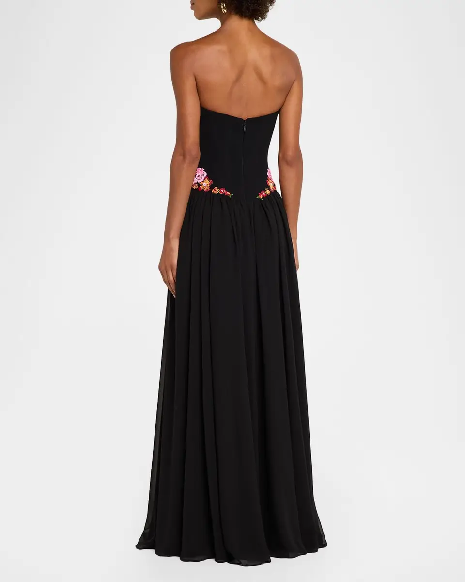 HELSI Caroline Floral Appliqué Strapless Corset Gown | Thumbnail 3 HELSI Caroline Floral Appliqué Strapless Corset Gown | Thumbnail 3